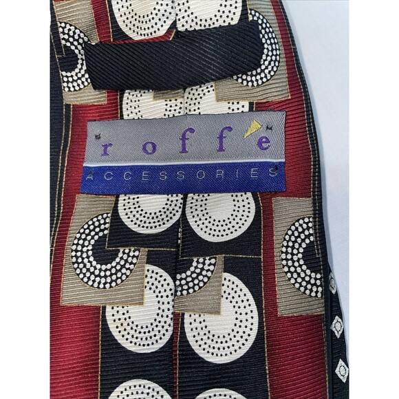 Roffe Dress Tie Mens Size 60" Multicolor Geometric 100% Silk Designer - Picture 2 of 12